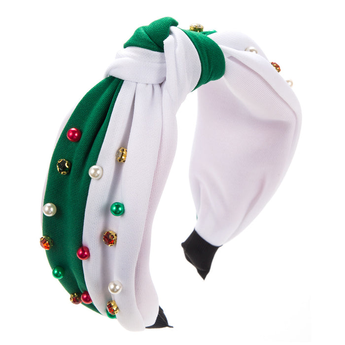 Wholesale Christmas pearl headband red green diamond headband women's hair accessories