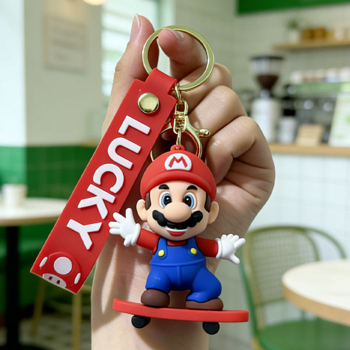 Wholesale Silicone PVC Keychain Skateboard Cartoon Design Bag Charm Gift MOQ≥2