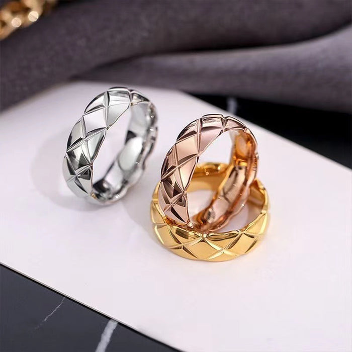 Wholesale Wavy Edge Quilted Titanium Steel Rings Personalized Accessories