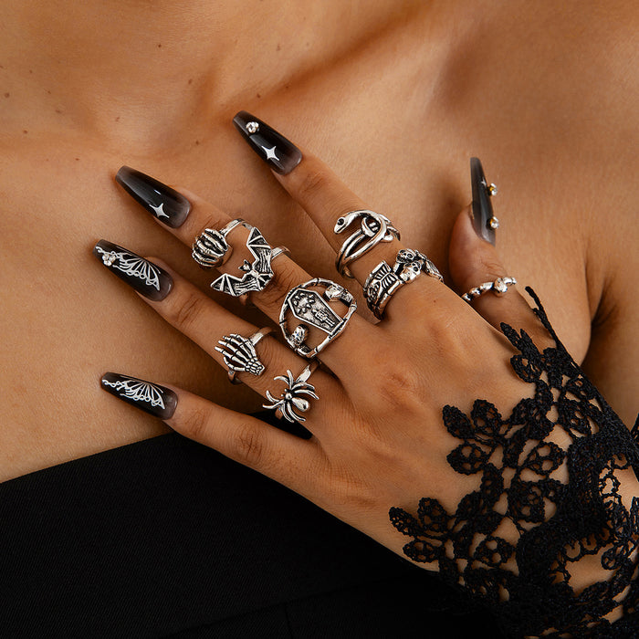 Wholesale Punk Style Skull Snake Ring Set Alloy Fashion Accessory MOQ≥2