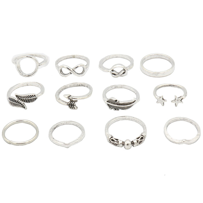 Wholesale Retro minimalist leaf knot ring ring