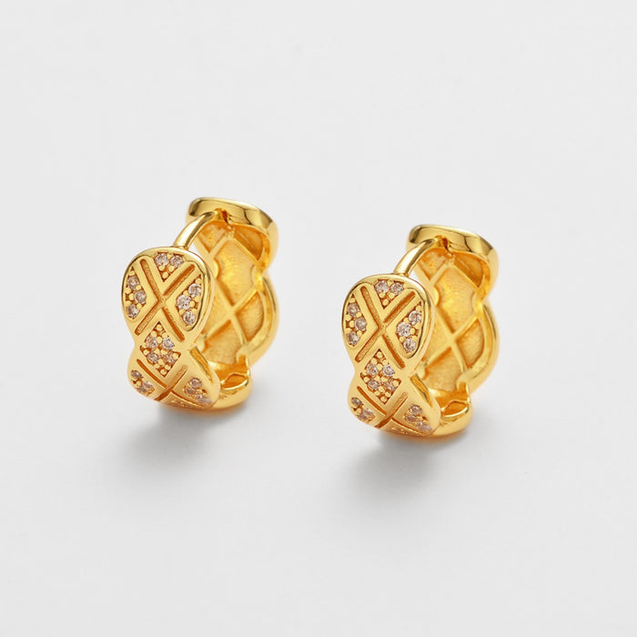 Wholesale Micro-painted zircon diamond pattern C-hoot earrings