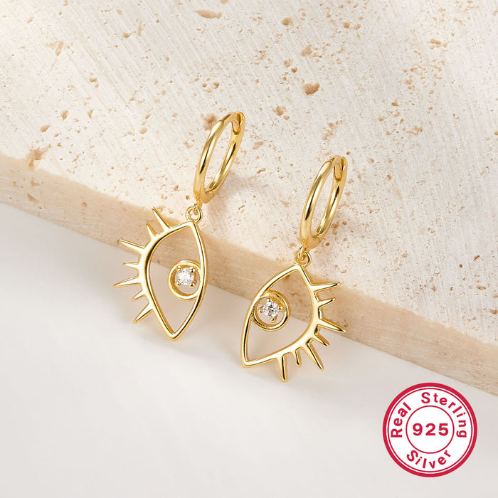 Wholesale Pure silver earrings with a simple and high-end feel, women's ear buckles, niche layered earrings