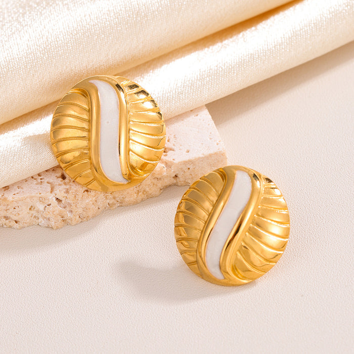 Wholesale Rectangular spiral pattern design earrings, niche retro earrings wholesale