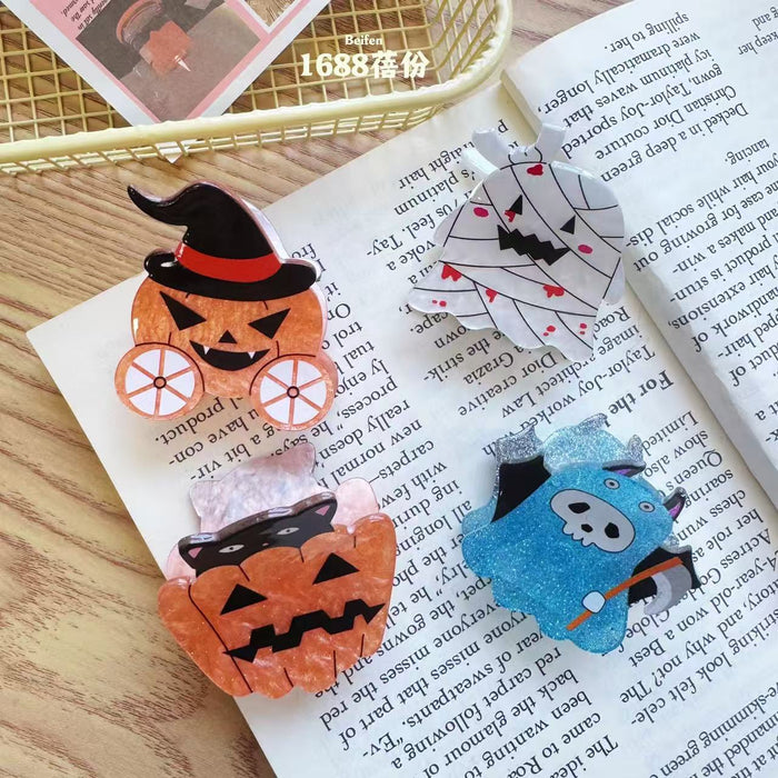 Wholesale  Cartoon Hair Claw Clips Pumpkin Skull Ghost Design Party Hair Accessory