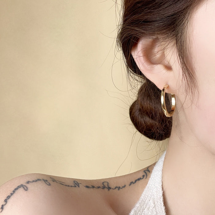 Wholesale Personalized, minimalist, metallic, geometric circular earrings, fashionable new style