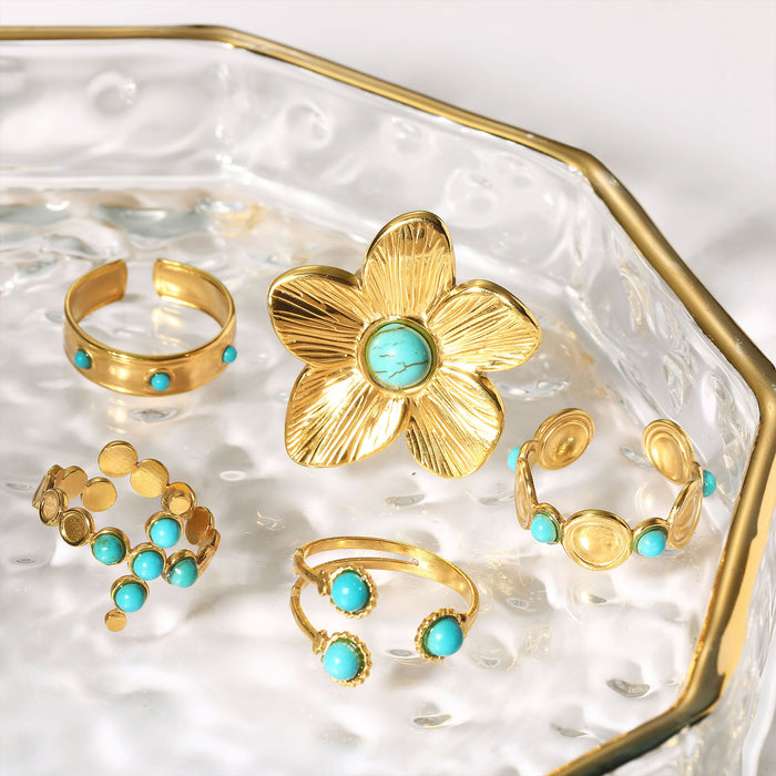 Wholesale Turquoise Personalized Stainless Steel Rings