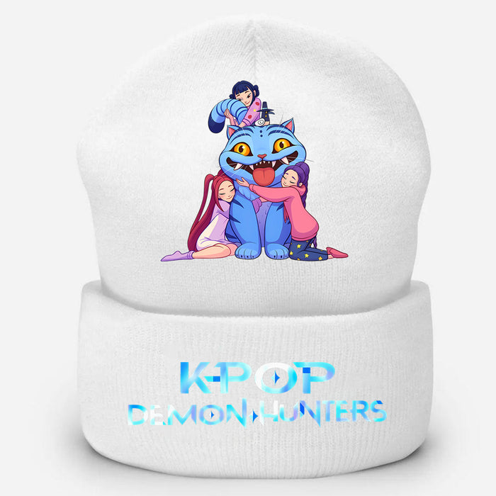 Wholesale Stylish knitted hat rolled brim and printed knit