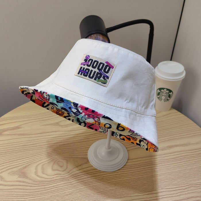Wholesale Big Head Versatile Double sided Fisherman's Hat New Sunshade and Sunscreen Printed Letter Label Wide brimmed Basin Hat