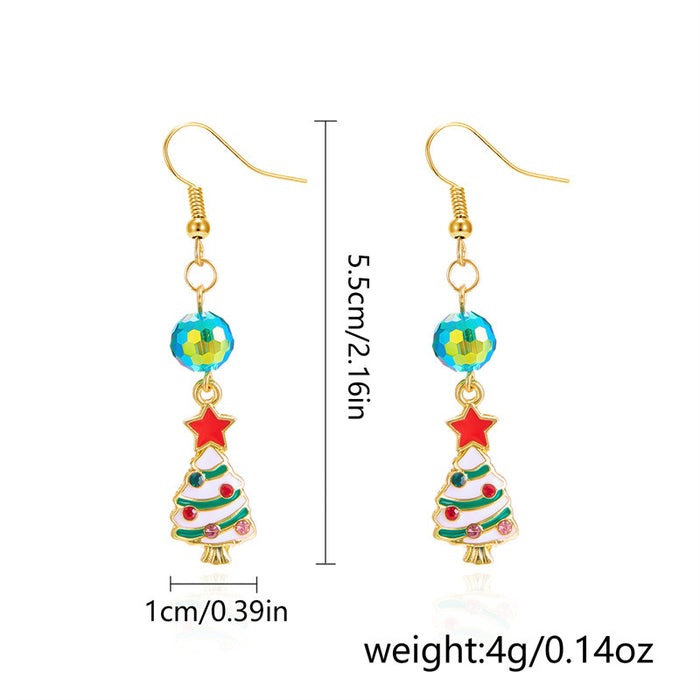 Wholesale Zinc Alloy Christmas Tree Snowflake Dangle Earrings Colorful Trendy Holiday Jewelry Accessory
