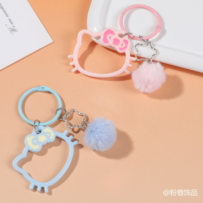 Wholesale Blue Plastic Cat Head Keychain Hollowed Out Cute Bag Charm For Backpack Birthday Gift