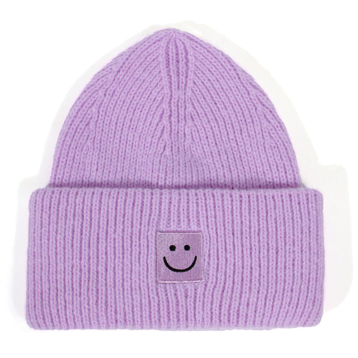 Wholesale Smiley Face Embroidery Acrylic Wool Knitted Hat JDC-FH-XiaMi011