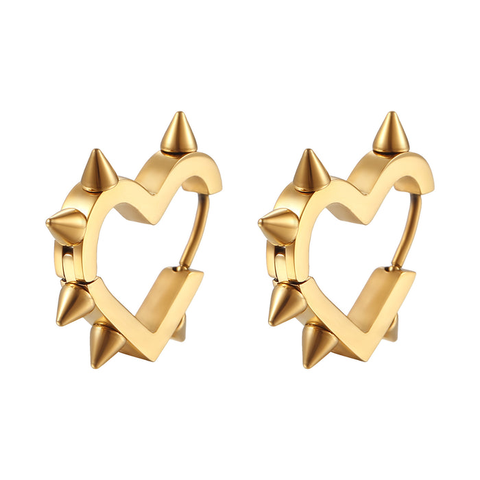 Wholesale Titanium steel heart-shaped cone stainless steel earrings