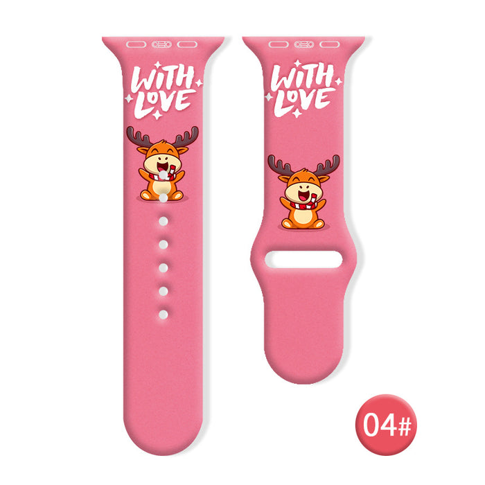 Wholesale Cartoon Christmas Silicone Strap Suitable for Apple Watch Strap JDC-WD-NuoQi006