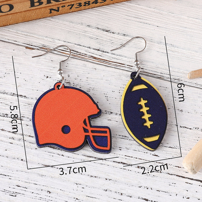 Wholesale Love Rugby LOVE Pendant Earrings Wooden Double-sided Sports Ear Accessories