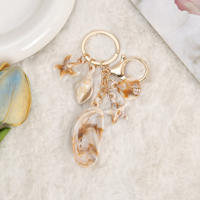 Wholesale Seaside Vacation Ocean Series Conch Starfish Pentagram Keychain