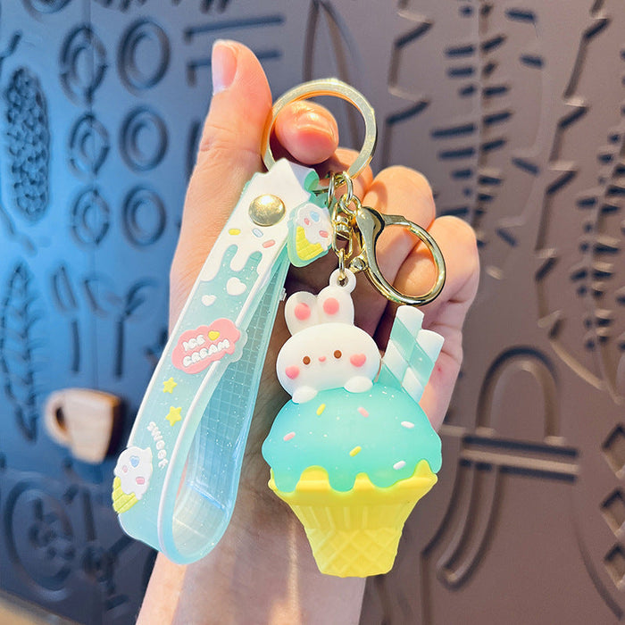 Wholesale Cartoon Cute Ice Cream Cone Rabbit Doll Keychain JDC-KC-OuBu005