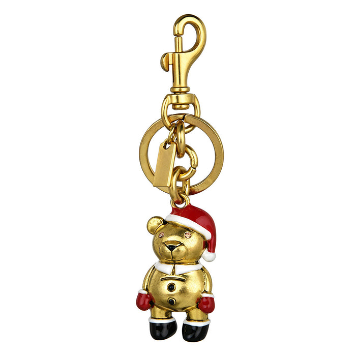 Wholesale Metal Bear Bag Charm With Christmas Hat 3D Cartoon Animal Keychain Pendant Holiday Gift And Decorative Accessory