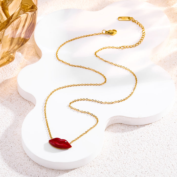 Wholesale Red Lip Pendant Pendant Women' s Necklace