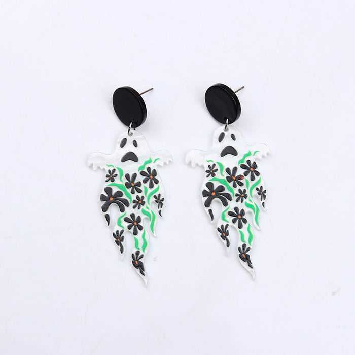 Wholesale  Earrings Earrings Fashion Personalized Acrylic Pumpkin Skull Flower Ghost Earrings Ear Jewelry