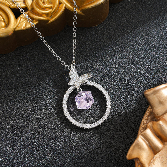 Wholesale Circle Diamond-Encrusted Collarbone Necklace
