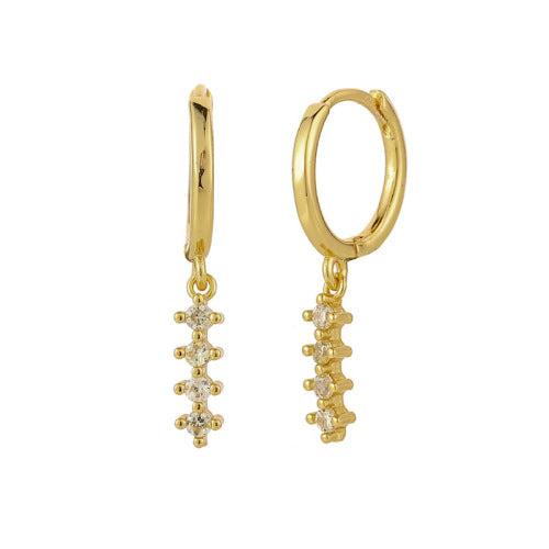 Wholesale Round Zircon Row of Diamond Earrings