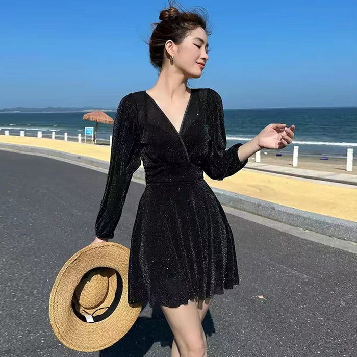 Wholesale Swimsuit women's polyester one-piece long sleeve elegant solid color