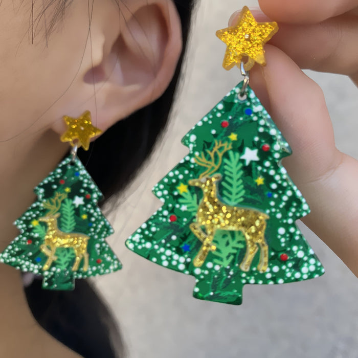 Wholesale New Year Christmas Acrylic Earrings Christmas Tree  Holiday Earrings