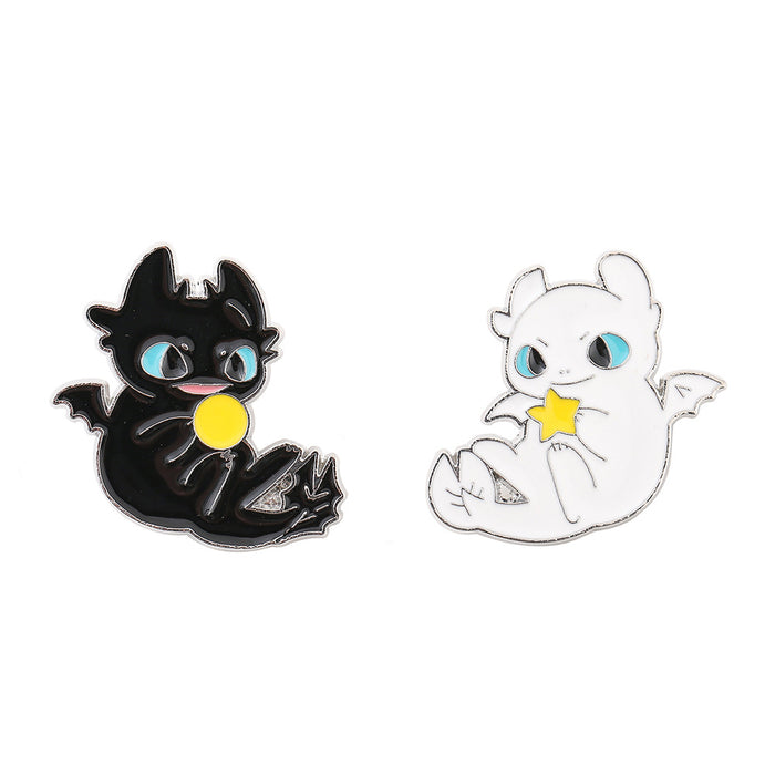 Wholesale Electroplated Metal Cartoon Dragon Brooch Pin Black Casual Fashion Accessory For Backpack And Clothing