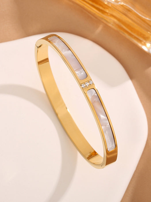 Wholesale Gold Bangle Set With Clover Rhinestone Design Chic Jewelry Accessory
