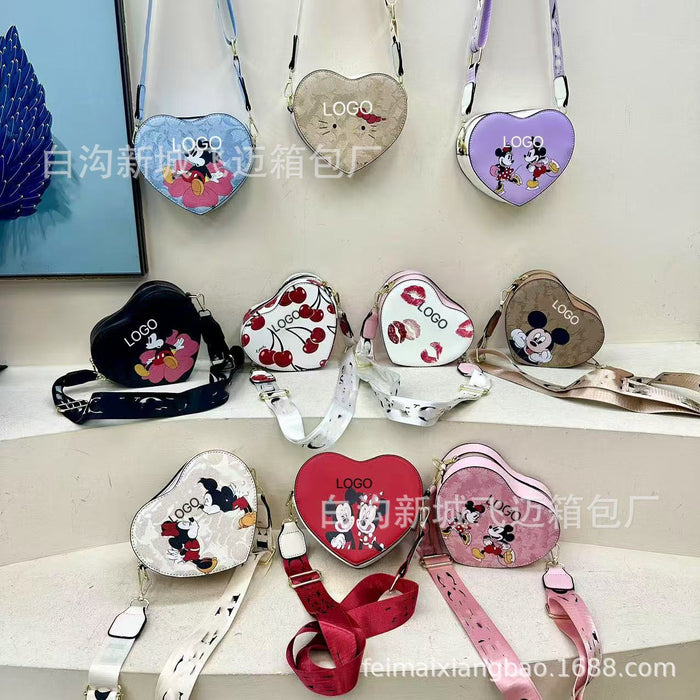 Wholesale Cute heart-shaped cartoon pattern large-capacity commuter crossbody shoulder bag
