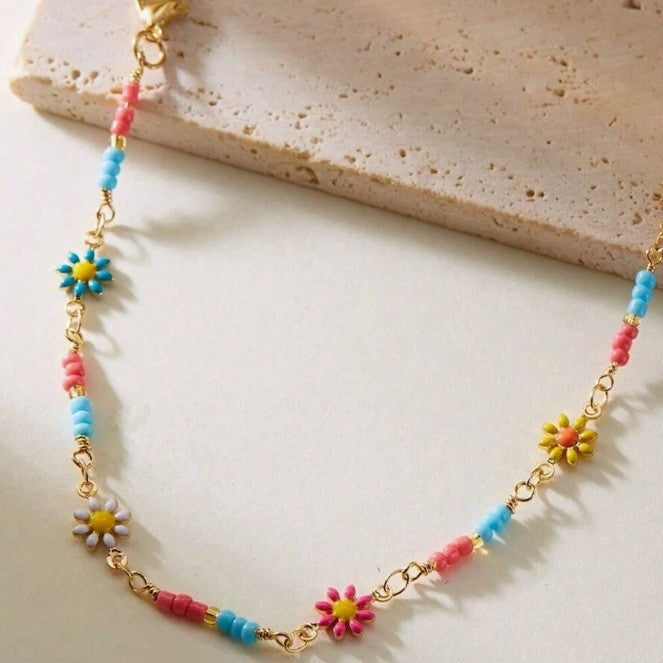 Wholesale new foot decoration fashion simple color chrysanthemum anklet flower