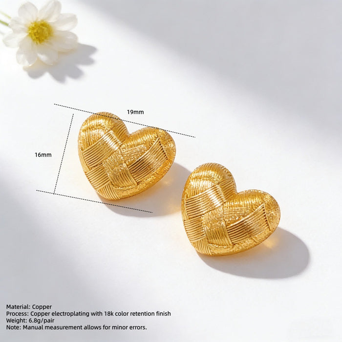 Wholesale Woven texture hollow arc heart-shaped teardrop earrings