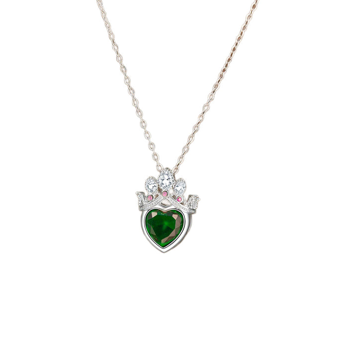 Wholesale heart necklace openwork crown pendant necklace inlaid with zircon
