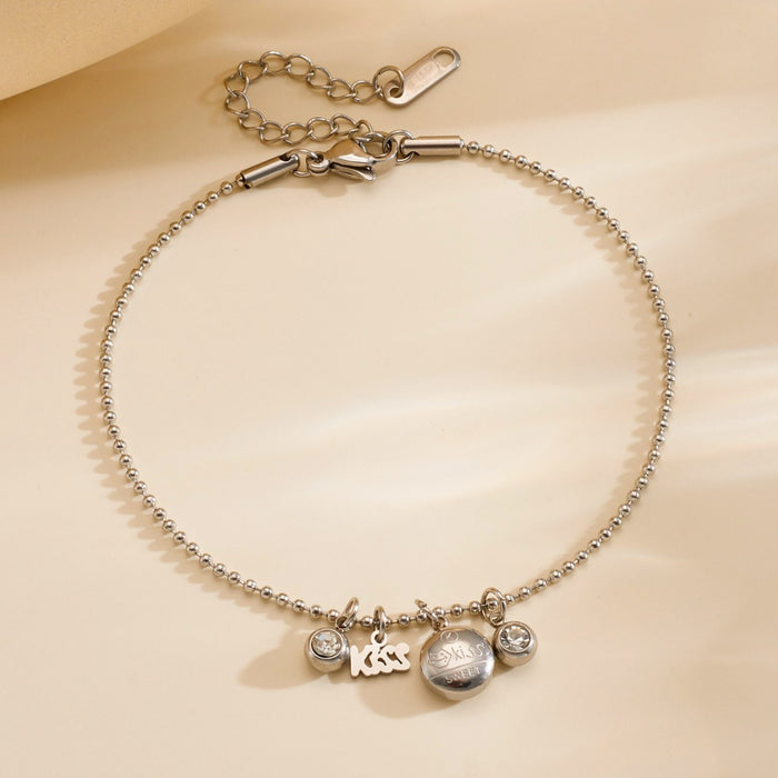 Wholesale Stainless steel anklet Colorful Titanium Steel Bear Kiss