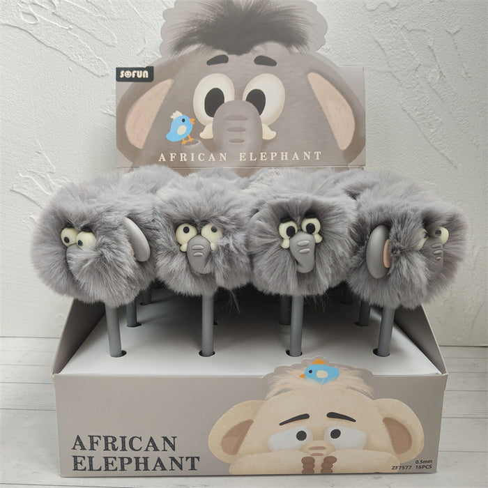 Wholesale Cute animal elephant pom-pom ballpoint pen
