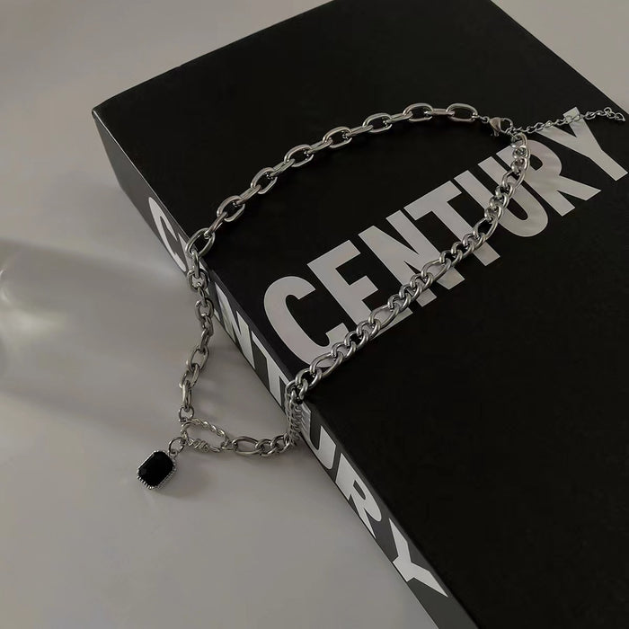 Wholesale Light luxury and minimalist titanium steel necklace, zircon necklace, versatile and high-end collarbone chain