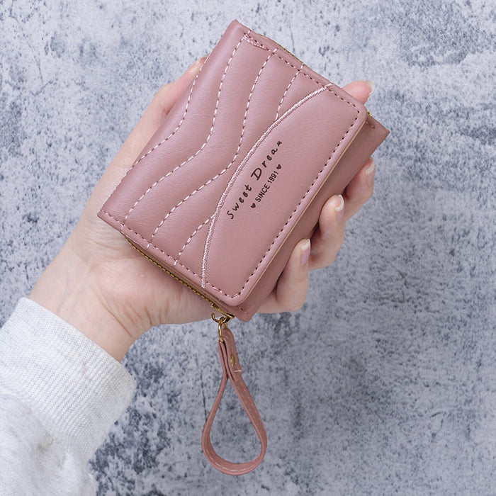 Wholesale Stylish Women' s PU Leather Card Holder Wallet Solid Black