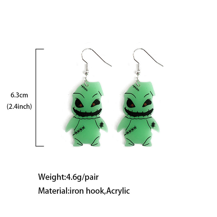Wholesale  night luminous devil earrings acrylic luminous horror personality earrings