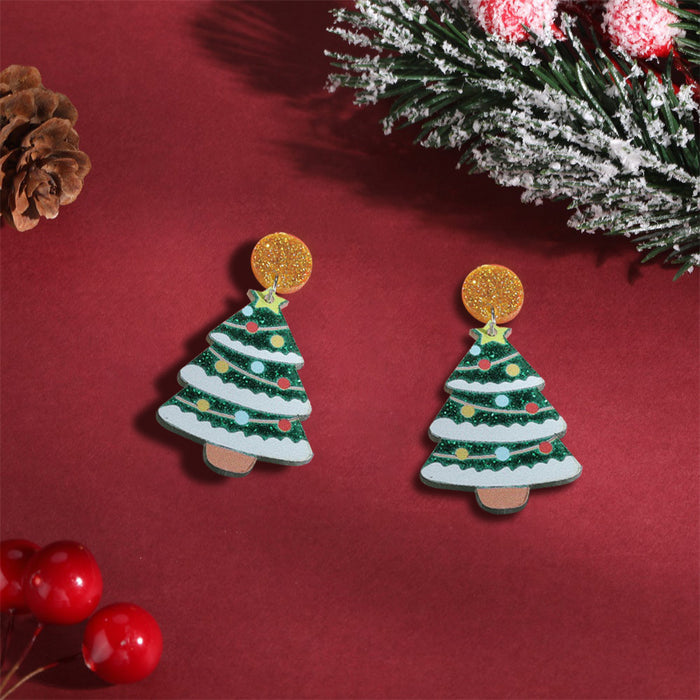 Wholesale Acrylic Christmas Tree Hat Stocking Elk Earrings