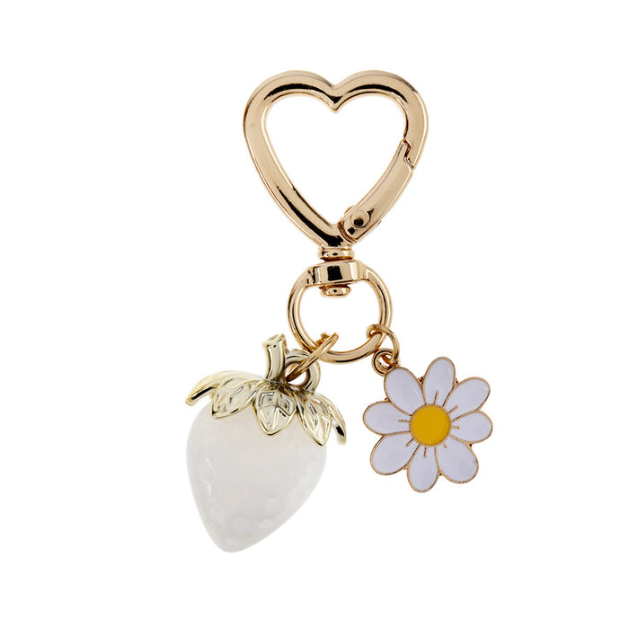 Wholesale Strawberry Heart Shape Alloy Keychain JDC-KC-JinY006