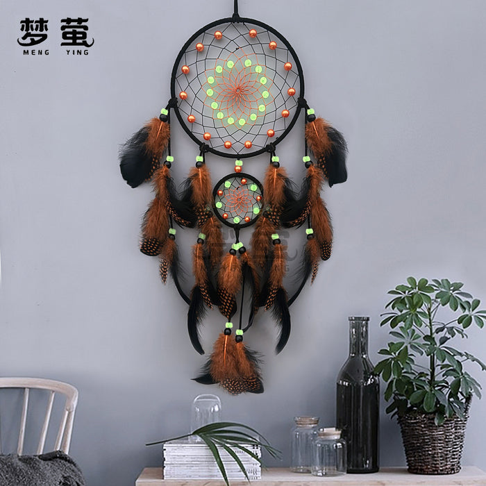 Wholesale Luminous Dreamcatcher Feather Wind Chime Home Decor MOQ≥2