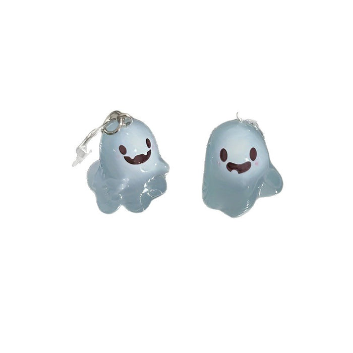 Wholesale Cute Glow-in-the-Dark Ghost Keychain Resin Material Includes Bag and Card Decorative