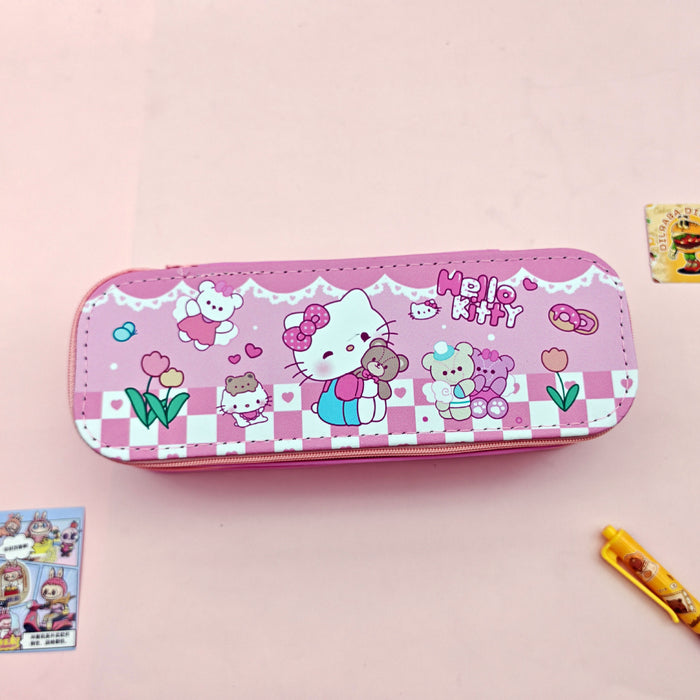 Wholesale Cute Double Layer Cloth Pencil Case Large Capacity