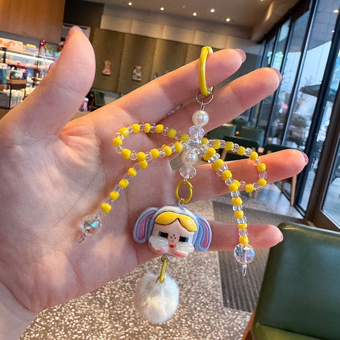 Wholesale Cartoon Doll Bowknot Beaded Keychain
