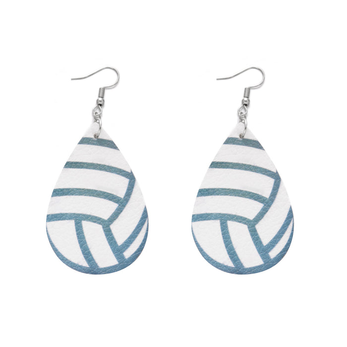 Wholesale Leather rugby print sports earrings