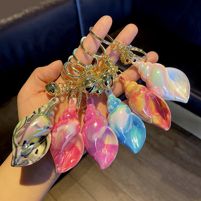 Wholesale Electroplated Colorful Conch Keychain Acrylic Conch Pendant
