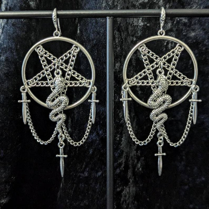 Wholesale Six-pointed star earrings witch  snake earrings sword accessories earrings Gothic retro accessories