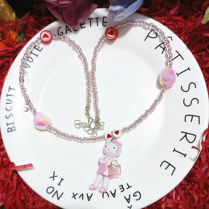 Wholesale Cartoon Unicorn Rabbit Dress-up Color Beaded Necklace Niche Clavicle Chain Personality Design Sense Neck