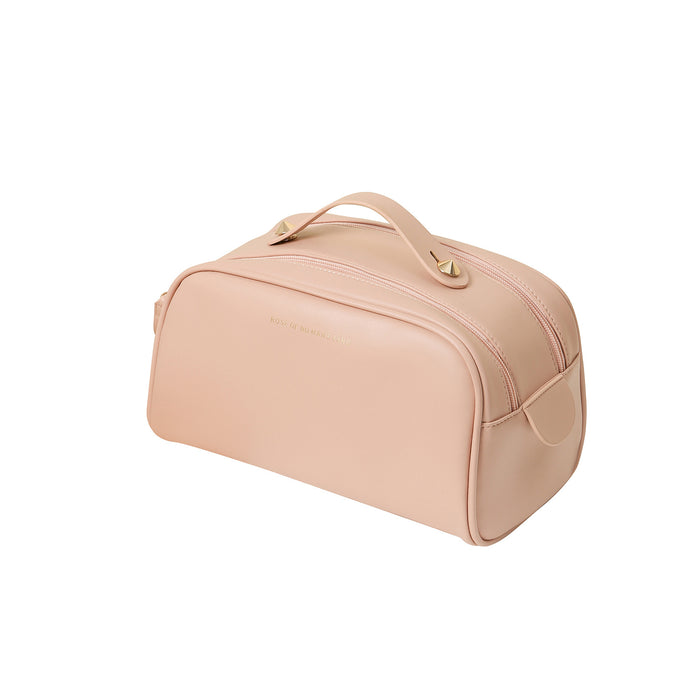 Wholesale PU Leather Large Capacity Double Zipper Cosmetic Bag Modern Minimalist Chic Travel Makeup Organizer
